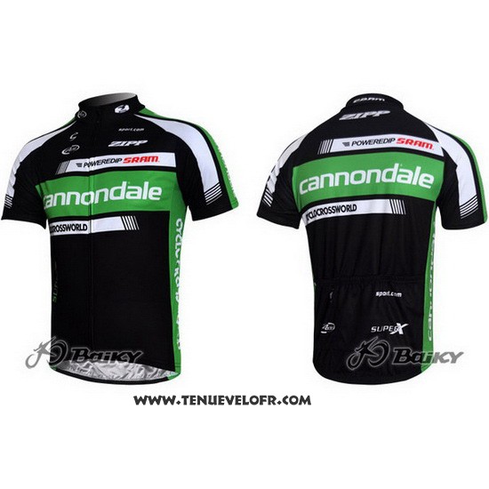 2011 Maillot Ciclismo Cannondale Noir et Vert Manches Courtes et Cuissard
